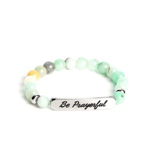 BE Prayerful Green Stone Beads